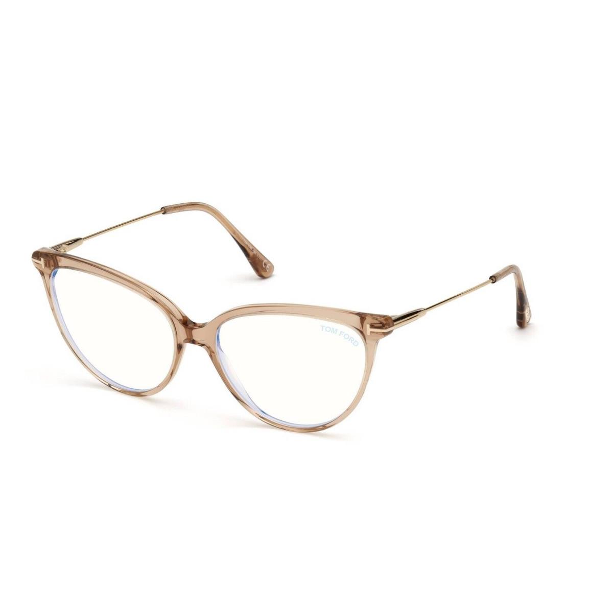 Tom Ford FT TF5688-B 045 Shiny Light Brown Crystal Blue Block Lens