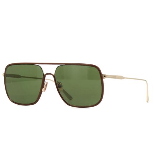 Tom Ford CLIFF-02 FT1015 32N Sunglasses Brown Gold Frame Green Limited Edition