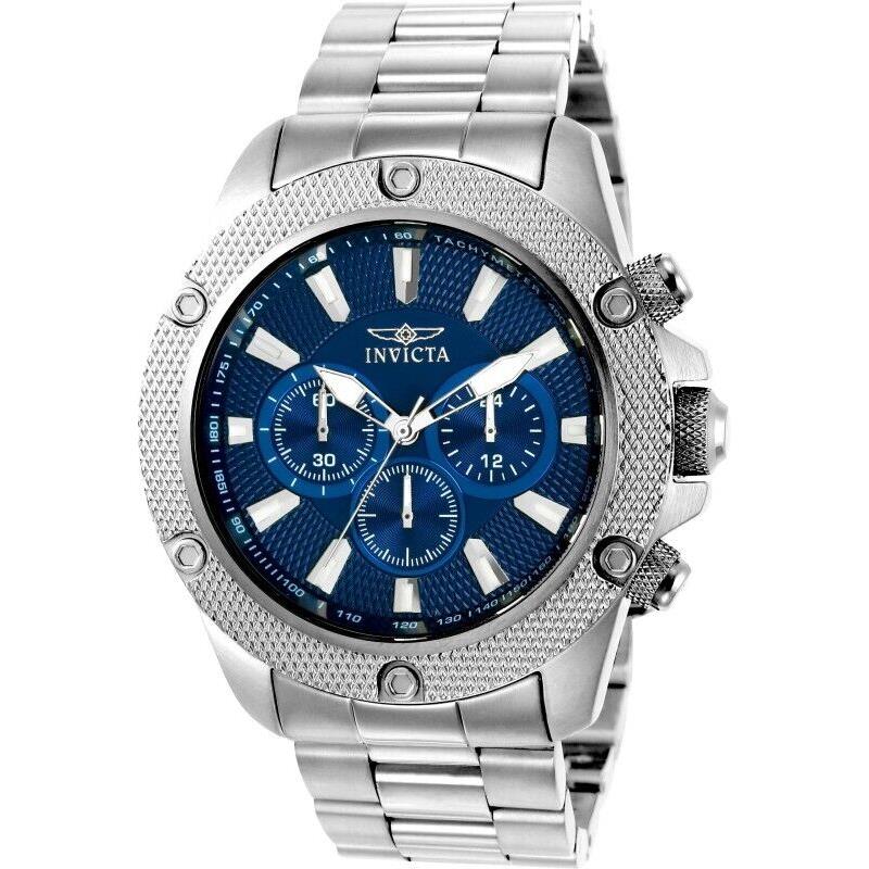 Invicta Men`s 48 Pro Diver SS Silver Pro Diver Chrongraph Blue Dial Watch 22717