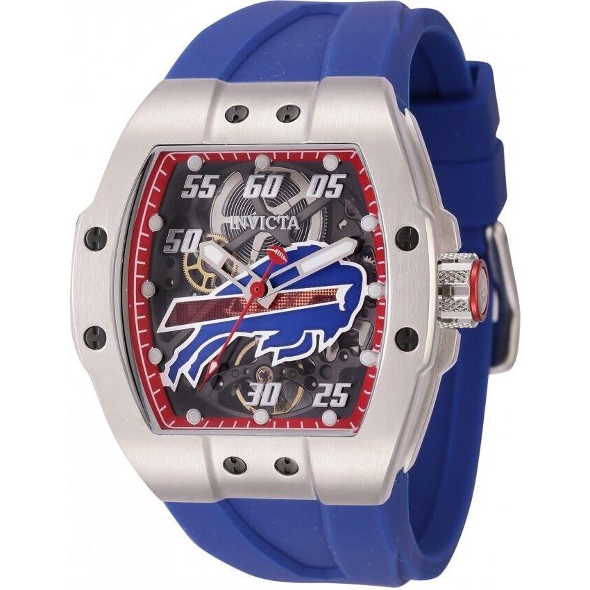 Invicta Men`s Nfl Buffalo Bills Transparent Red Dial Automatic Silicone Watch