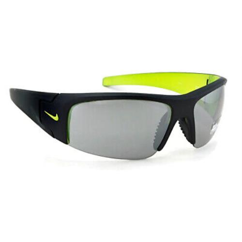 Nike Diverge Sunglasses Matte Black Volt / Gray Silver Mirror Lens - Frame: Matte Black / Volt (bright green), Lens: Gray Silver Flash