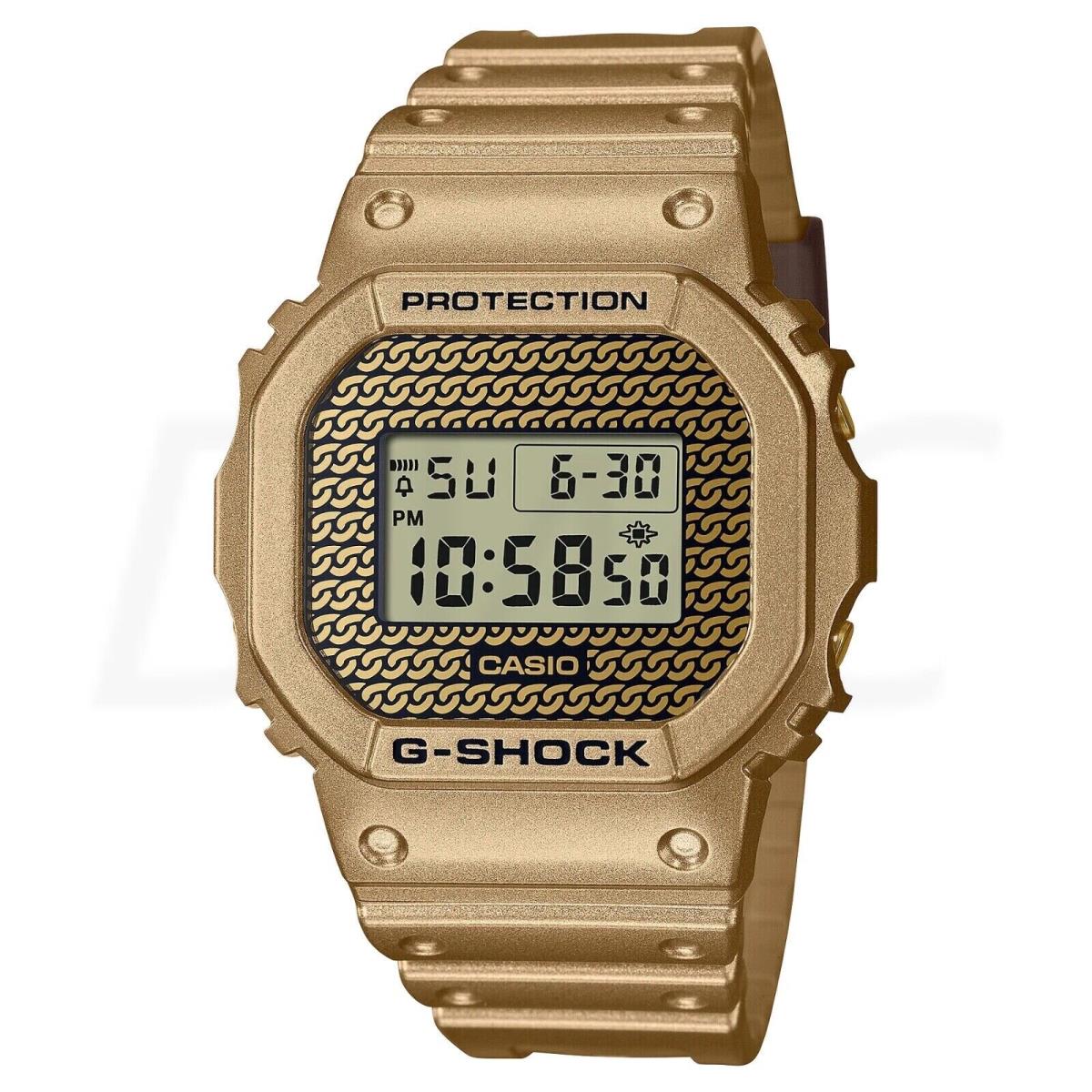 Casio G-shock DWE-5600HG-1D Gold Chain Design Interchangeable Bezel Band Watch