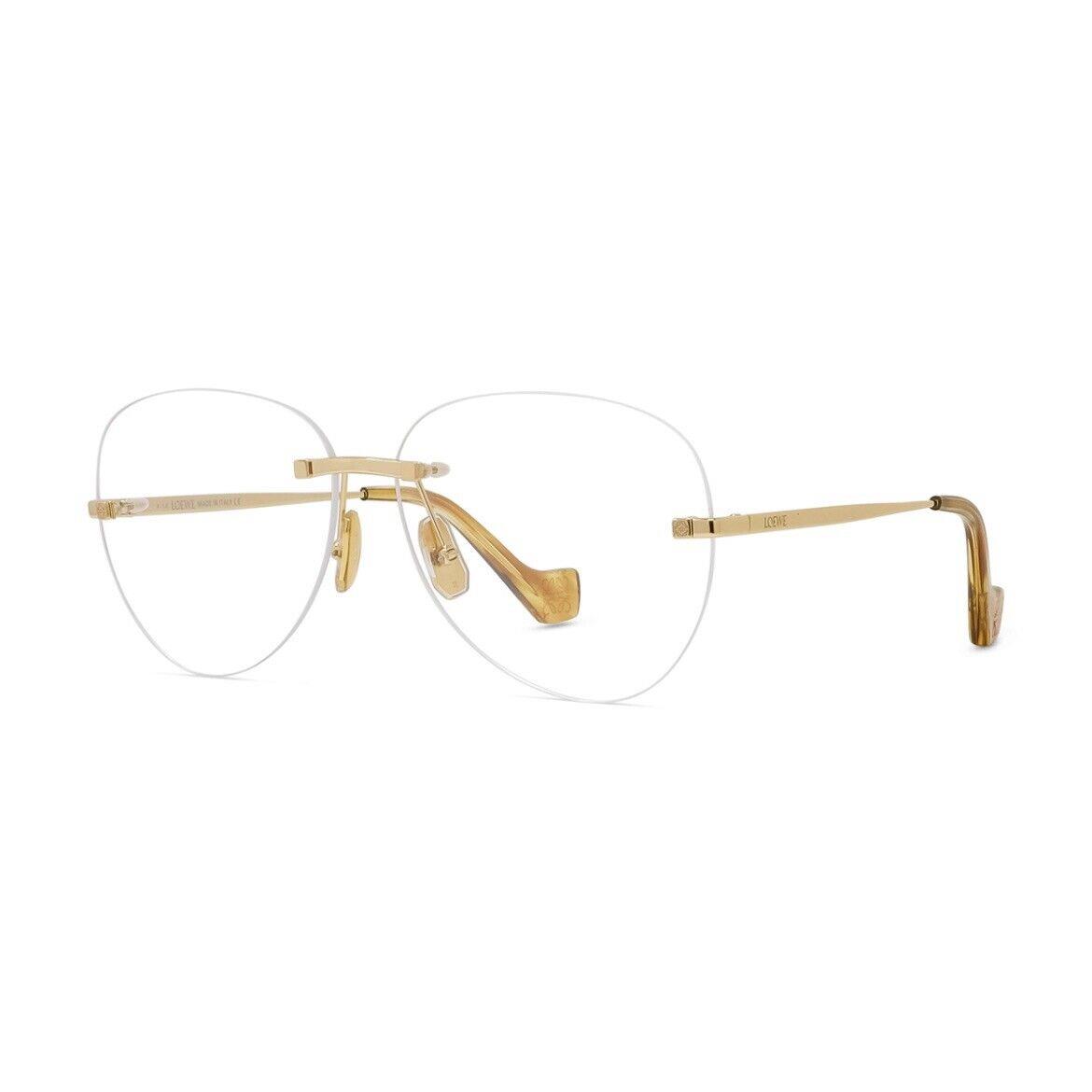 Loewe Rimless Aviator Eyeglasses Loewe LW50025U 030 Gold Clear Eyewear