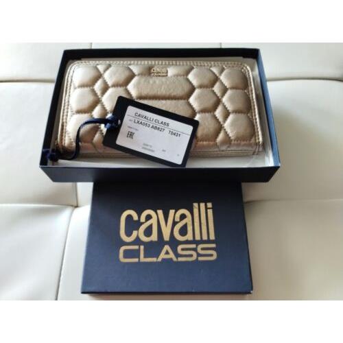 Roberto Cavalli Gold Quilted Leather Class Wallet