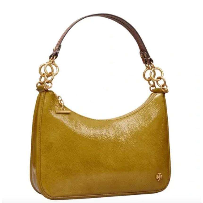 Tory Burch Mercer 151 Patent Leather Shoulder Bag In Sweet Pear