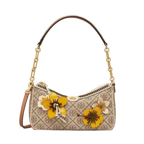 Tory Burch Women`s T Monogram Braided Floral Studio Shoulder Bag