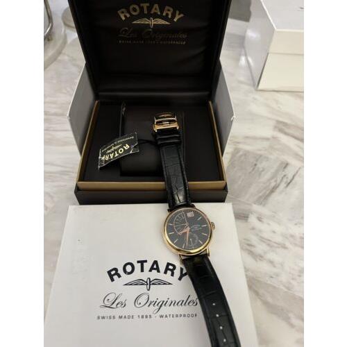 Rotary Men`s Watch Power Reserve Black Dial GS90087/04 Quartz