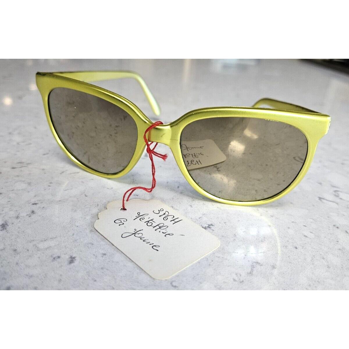 Ultra Rare BF Bolle Metallic Lime Yellow Mirrored Sunglasses France Orig Tag