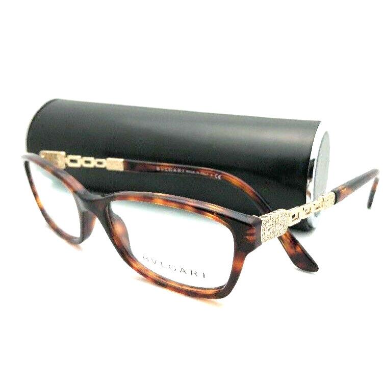 Bvlgari Eyeglasses 4061-B 851 52-16 140 Tortoise Gold Frames w/ Crystals