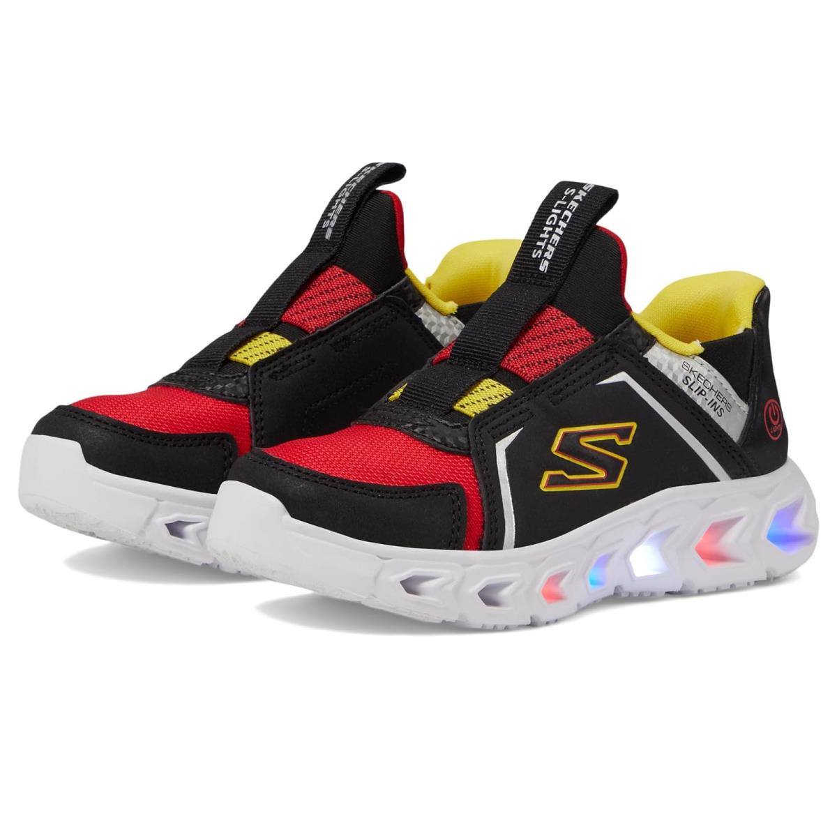 Boy`s Shoes Skechers Kids Slip-ins-hypno Flash 2.0 403830L Little Kid/big Kid Black/Red