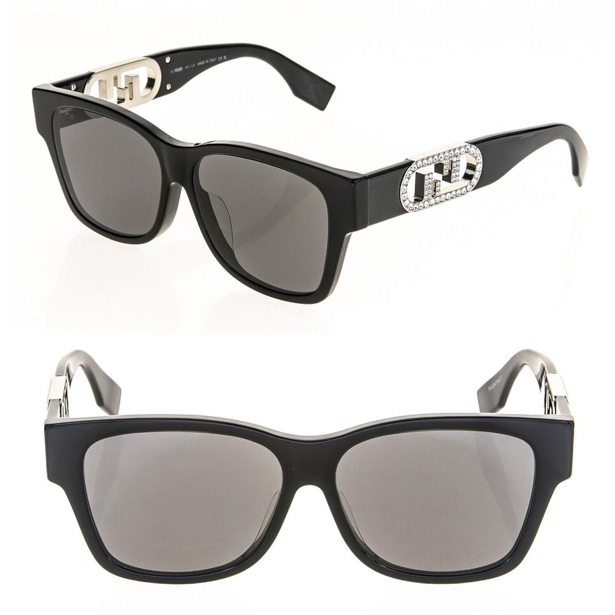 Fendi O`lock 40081 Black Fashion FF Crystal Lock Logo Unisex Sunglasses FE40081F