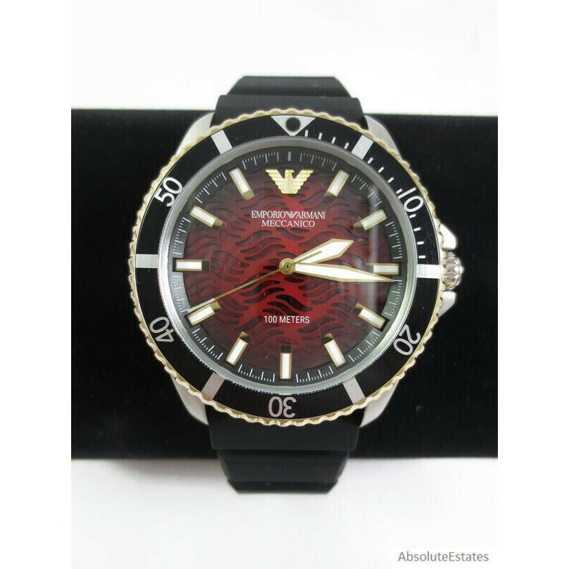 Emporio Armani Red Black Silicone Silver Gold Automatic Watch AR60070