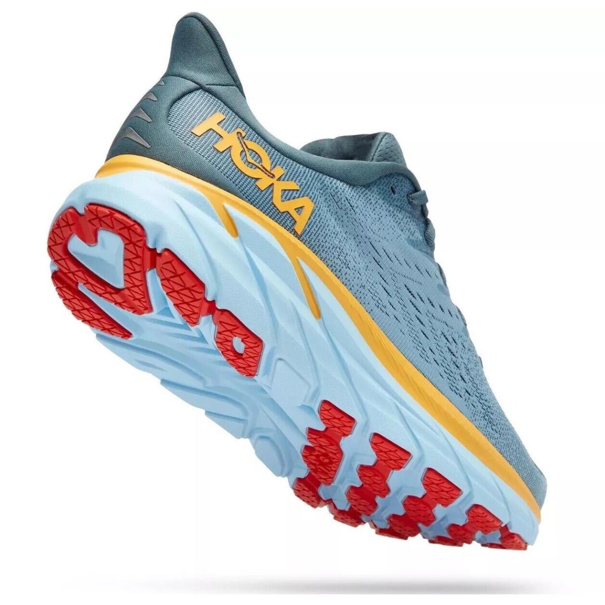 Hoka One Men`s Clifton 8 Running Athletic Shoes Goblin Blue Yellow Size 12 2E