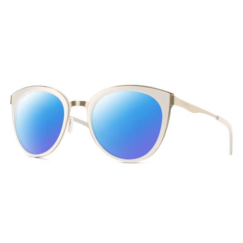 Smith Optic Somerset Womens Cateye Polarized Sunglasses White Gold 53mm 4 Option Blue Mirror Polar