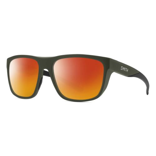 Smith Optics Barra Unisex Classic Polarized Sunglasses in Matte Moss Green 59 mm Red Mirror Polar