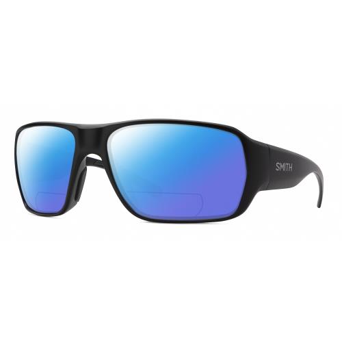 Smith Optics Castaway Unisex Wrap Polarized Bifocal Sunglasses Matte Black 63 mm Blue Mirror