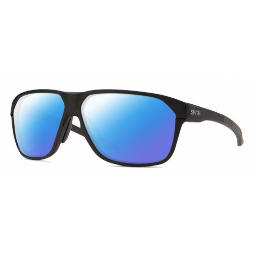 Smith Optics Leadout Pivlock Unisex Square Polarized Sunglasses Matte Black 63mm Blue Mirror Polar