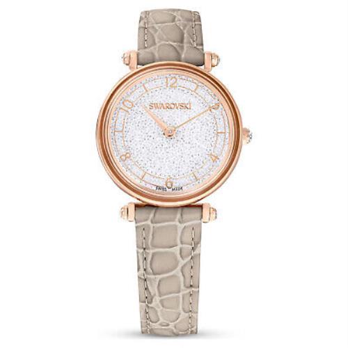 Swarovski Crystalline Wonder Watch Leather Strap Beige Rose Gold-tone 5656899