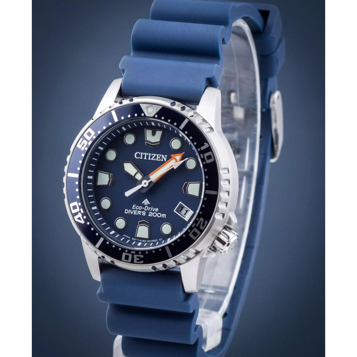 Citizen Eco-drive Blue Dial Promaster Diver Women`s Watch EO2021-05L - Dial: Blue, Band: Blue, Bezel: Blue