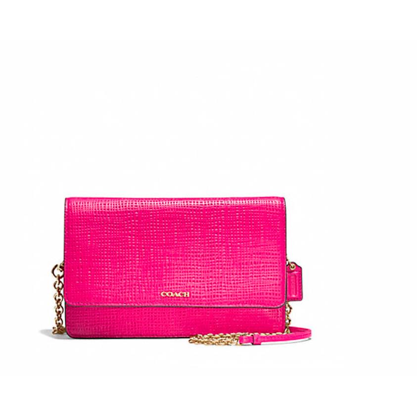 Coach Madison Embossed Pink Ruby Leather Cross-body Bag - Exterior: Pink