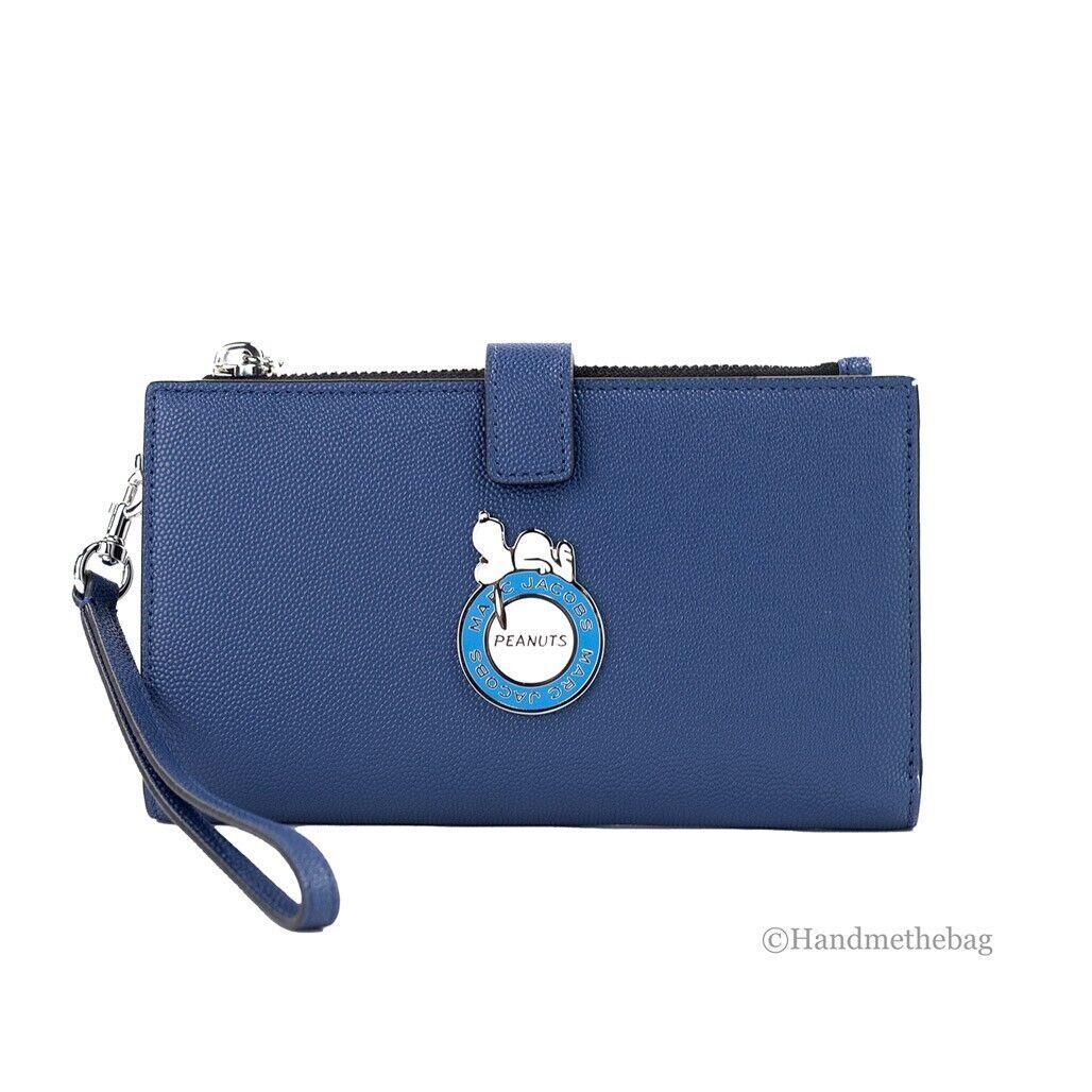 Marc Jacobs X Peanuts Azure Blue Pebbled Leather Snoopy Wristlet Wallet