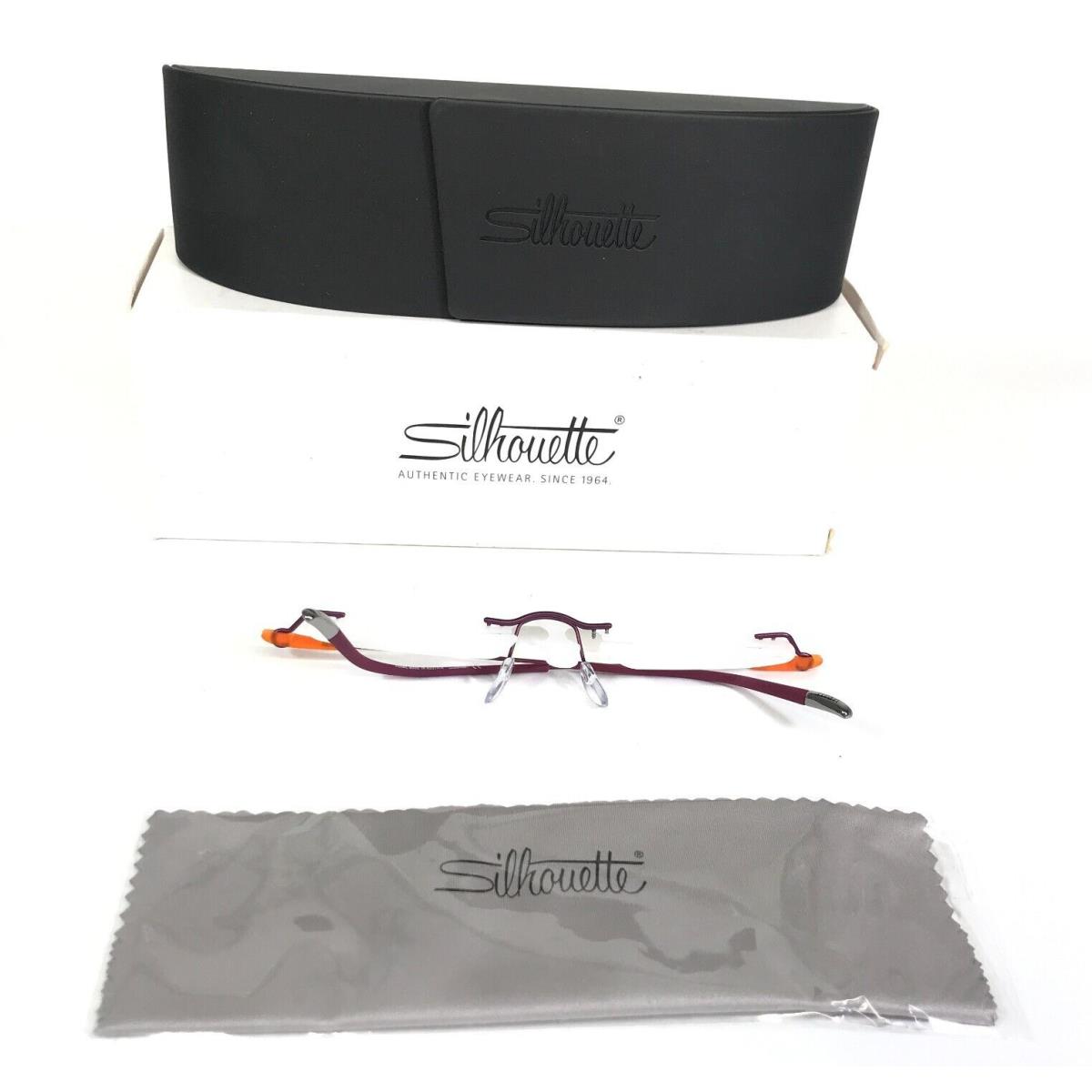 Silhouette Eyeglasses Frames 5500 70 4040 Matte Purple Clear Orange 17-135