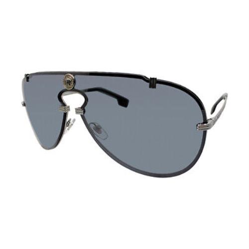 Versace VE 2243 10016G Gunmetal Metal Aviator Sunglasses Grey Mirror Lens