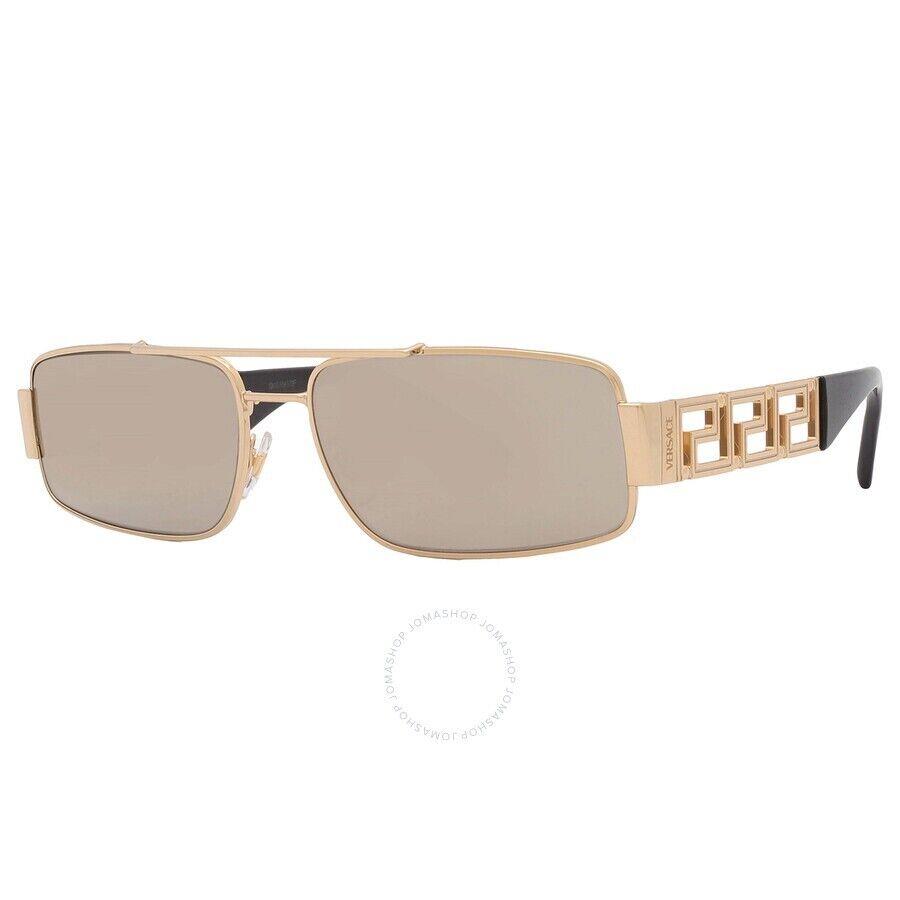 Versace VE2257 10025A Sunglasses Gold Frame Light Brown Mirror Dark Gold Lens