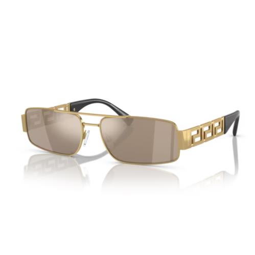 Versace 0VE2257 10025A Gold/ Brown Rectangular Men`s Sunglasses