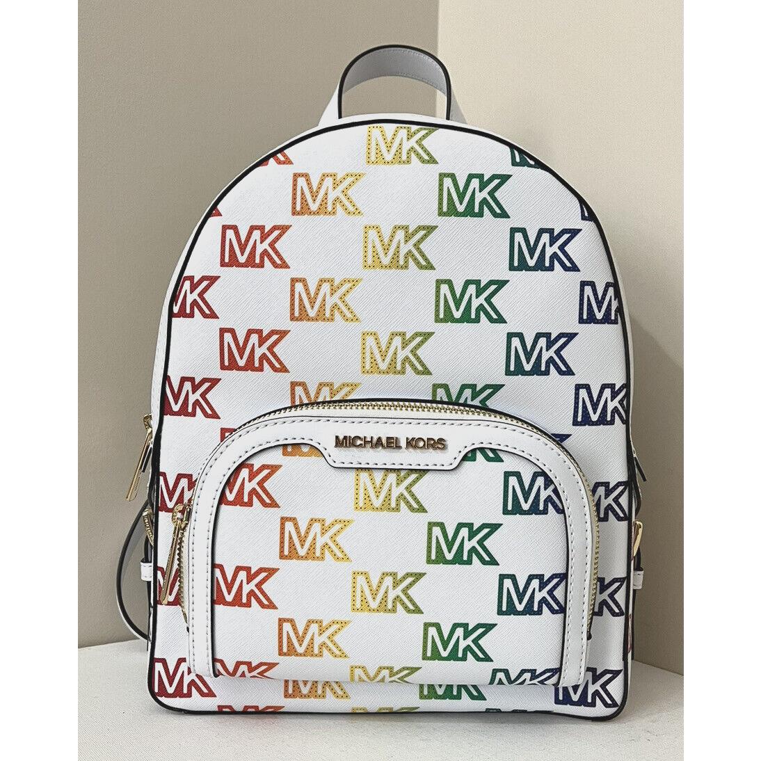 Michael Kors Jaycee Medium Zip Pocket Backpack Pride Optic White / Dust Bag