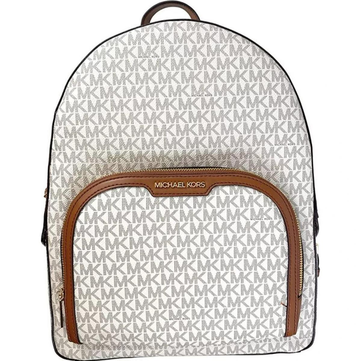 Michael Kors Jaycee Large Logo Backpack Vanilla with Dust Bag Included - Exterior: