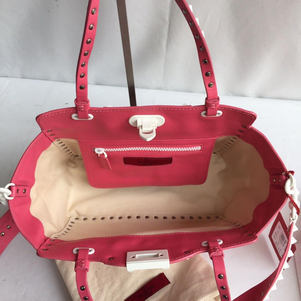 Valentino Garavani Shoulder Bag Handbag Rock Studs White / Pink Auth