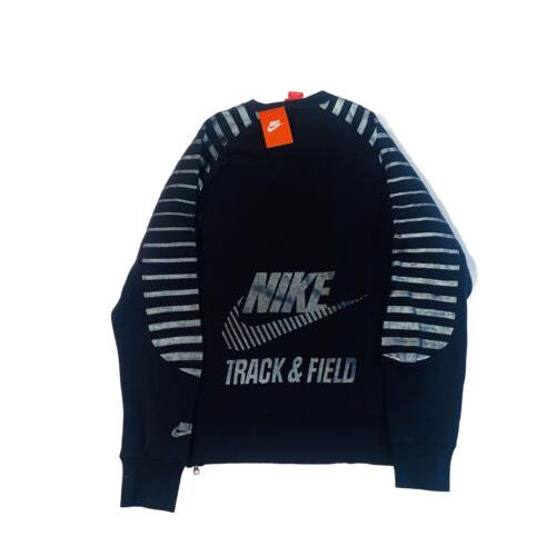Nike Track and Field Black 3M Men`s Size Medium Crew Neck Sweatshirt Side Zip