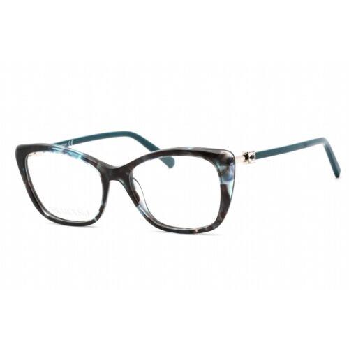Swarovski Women`s Eyeglasses Cat Eye Shape Blue Havana Plastic Frame SK5416 056