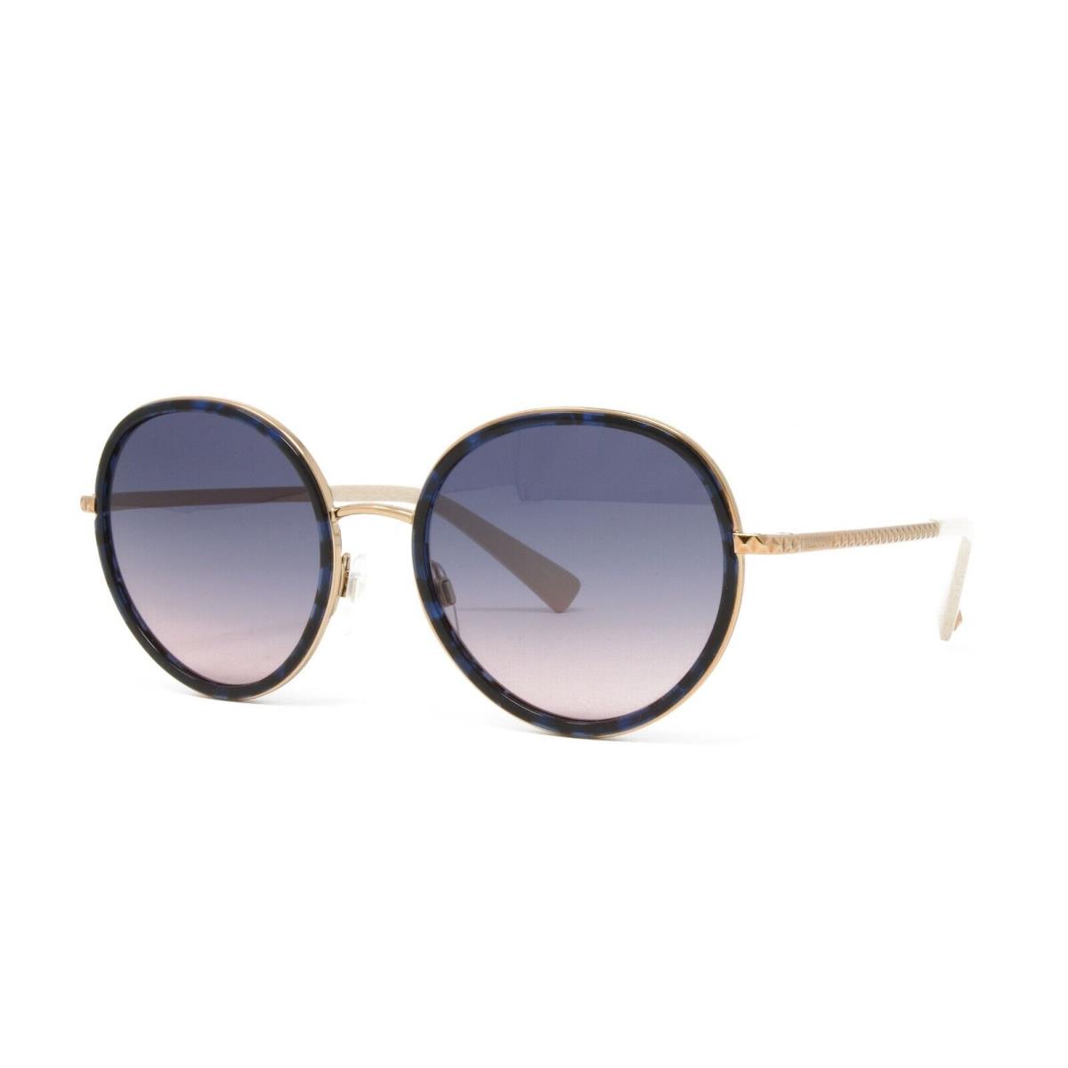 Valentino Sunglasses Women`s Round VA2051 3004I6 Blue Havana 53mm Blue Rose Lens