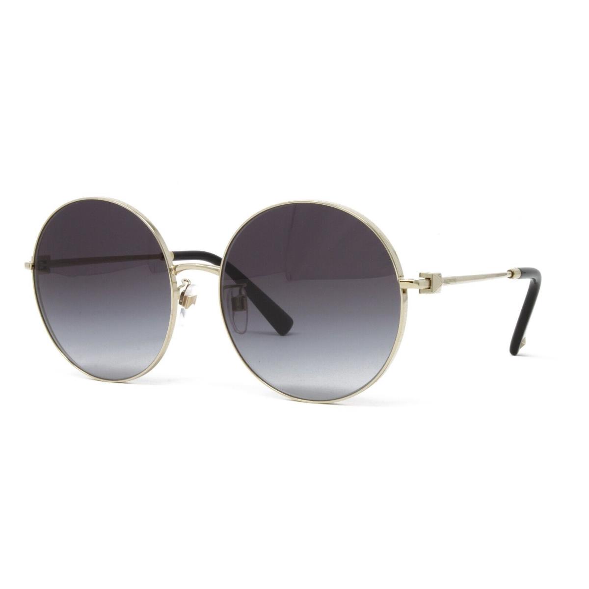 Valentino Sunglasses Women`s Round VA2050D 30038G Pale Gold 59mm Grey Lens