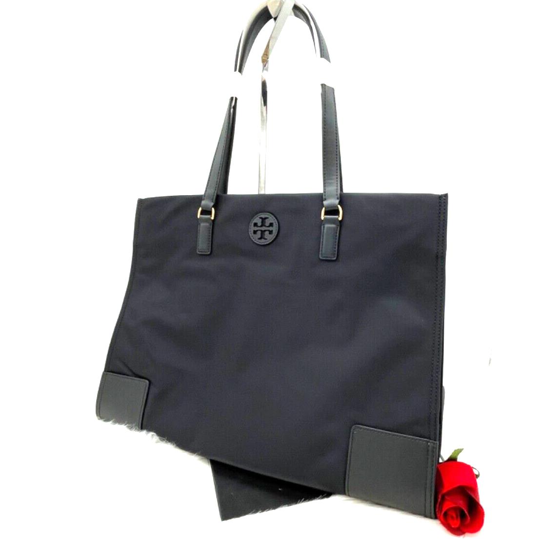Tory Burch Ella Logo Large Nylon Tote Shopper Bag In Black