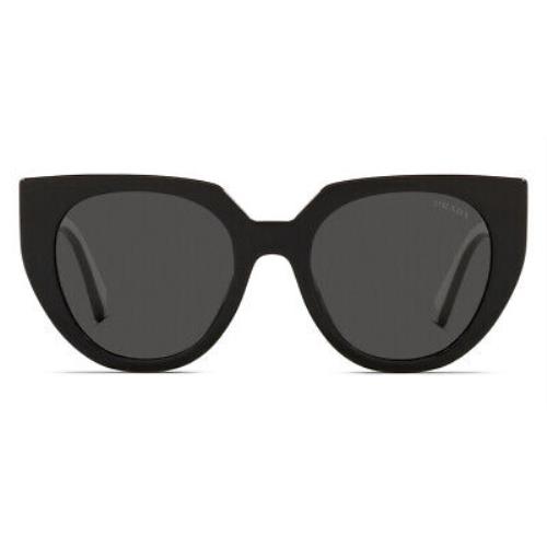 Prada PR 14WS Sunglasses Women Black Cat Eye 52mm - Frame: Black, Lens: Dark Grey, Model: Black / Talc