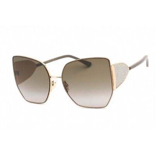 Jimmy Choo River/s 763 HA Sunglasses Gold Frame Brown Gradient Lenses 61mm