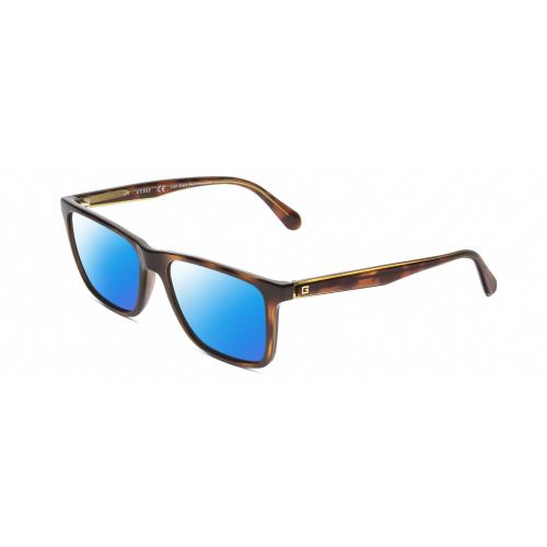 Guess GU6935 Unisex Rectangular Polarized Sunglasses Tortoise Havana Green 55 mm Blue Mirror Polar