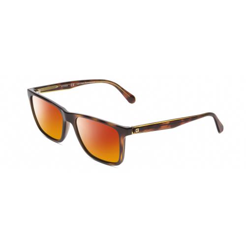 Guess GU6935 Unisex Rectangular Polarized Sunglasses Tortoise Havana Green 55 mm Red Mirror Polar