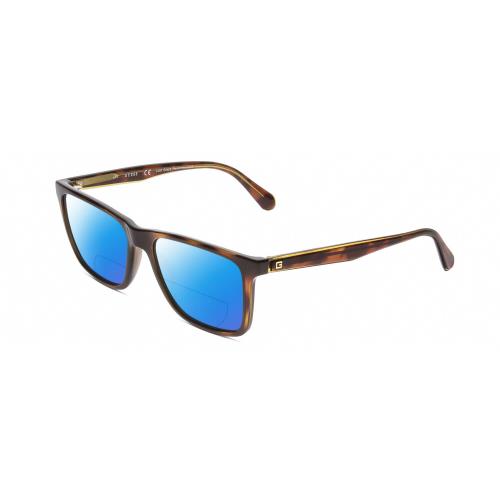 Guess GU6935 Unisex Polarized Bifocal Sunglasses in Tortoise Havana Green 55mm Blue Mirror