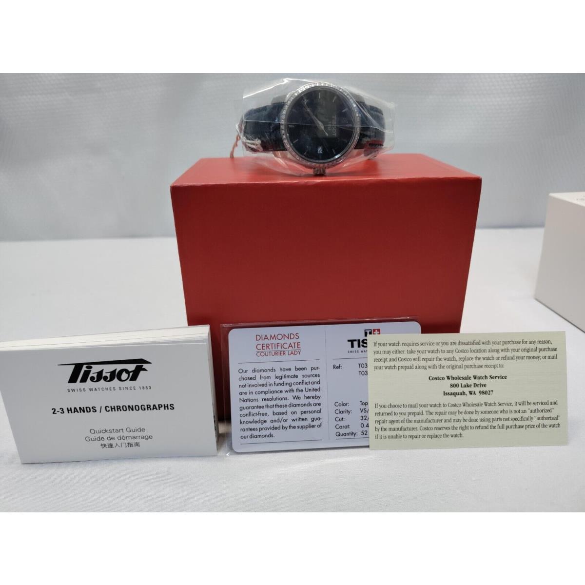 Tissot Women`s Swiss Couturier Diamond 1/3 Ct. T.w. Black Leather Strap Watch