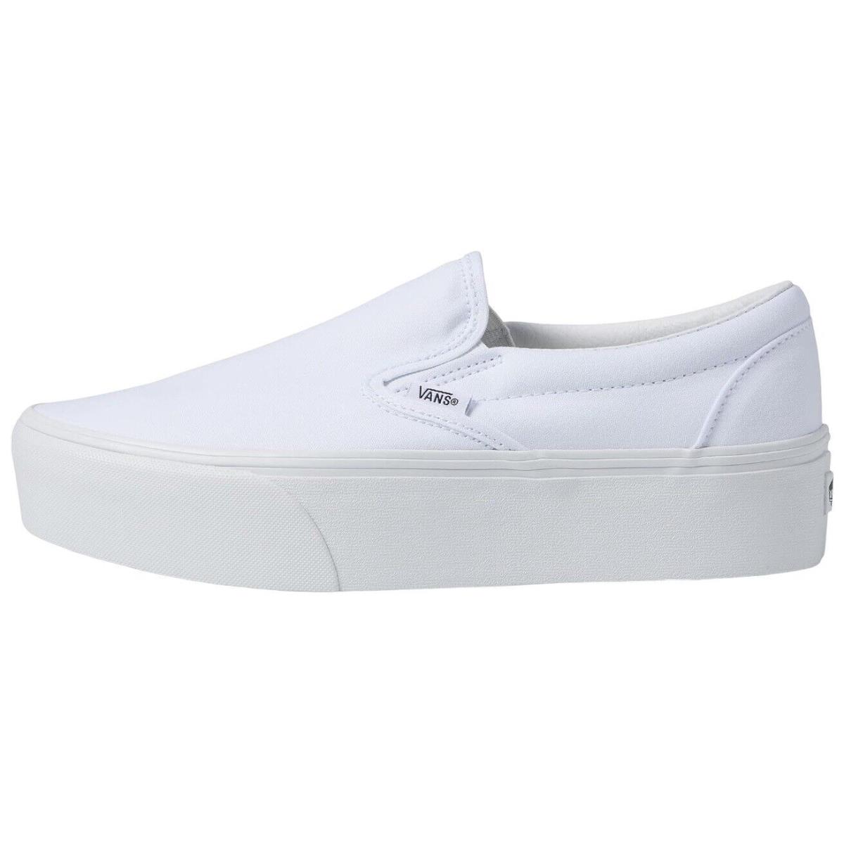 Vans Classic Slip-on Stackform Shoes Mens Womens Canvas Platform Sneakers True White
