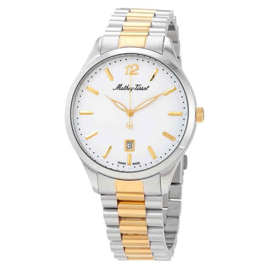 Mathey-tissot Urban Quartz Silver Dial Two-tone Men`s Watch H411MBI - Dial: Silver, Band: Two-tone (Silver-tone and Yellow Gold-tone), Bezel: Silver-tone