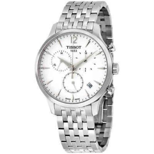 Tissot T-classictradition Chronograph Men`s Watch T0636171103700 - Dial: White, Band: Silver-tone, Bezel: Silver-tone