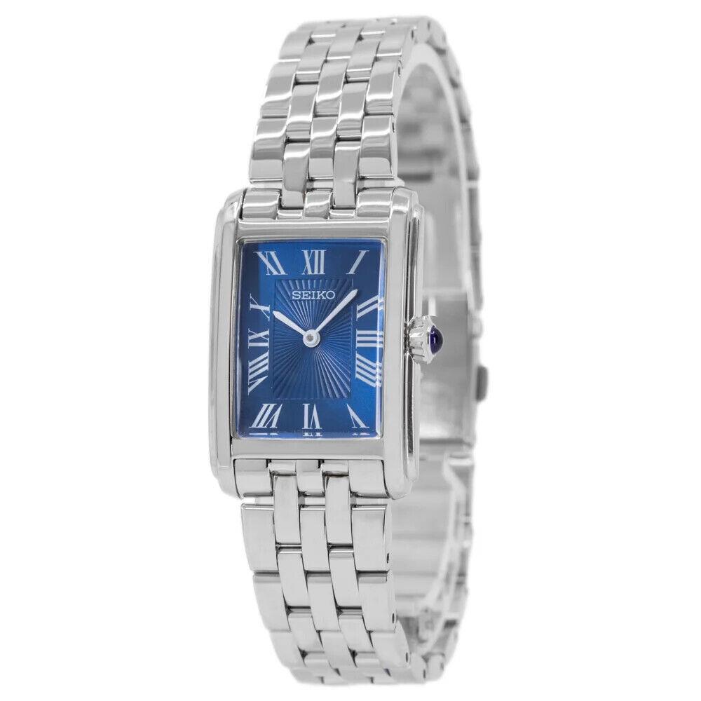 Seiko Essentials Blue Dial Stainless Steel Women`s Watch