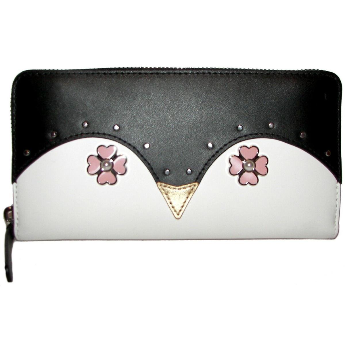 Kate Spade Frosty Black Leather Zip-around Clutch Wallet