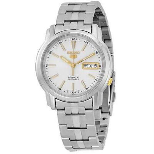 Seiko 5 SNKL77 Automatic Day-date White Dial Stainless Steel Mens Watch SNKL77K1
