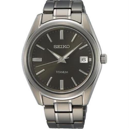 Seiko SUR375 Titanium Essentials Quartz Black Dial Men`s Watch SUR375P1